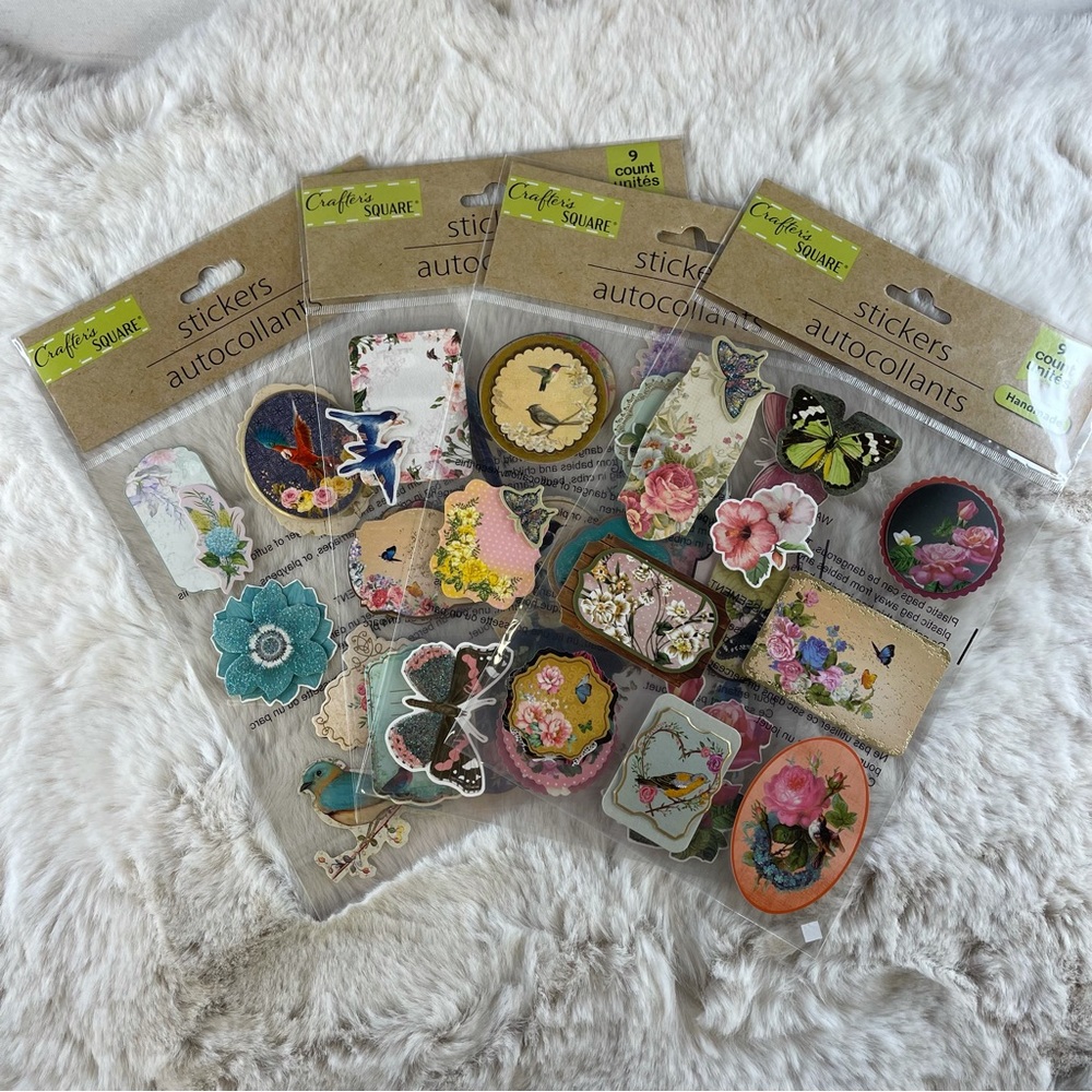 New Crafters Square Handmade Sticker Packs Set Of 4